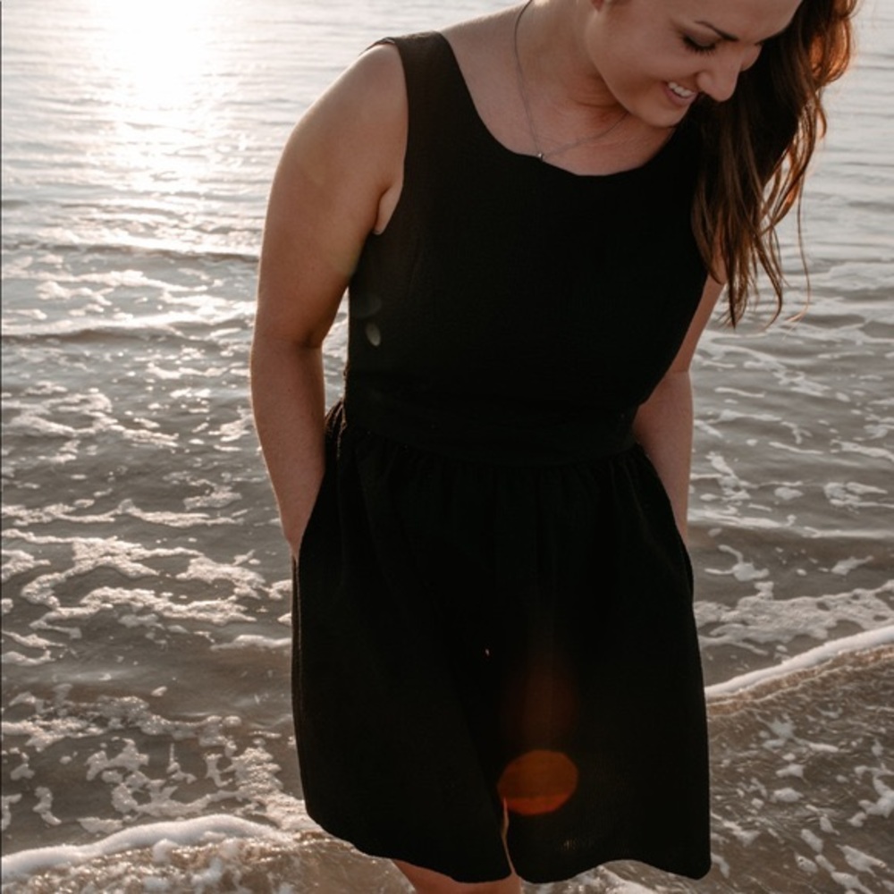 Lauren James Black Satin Emerson Dress